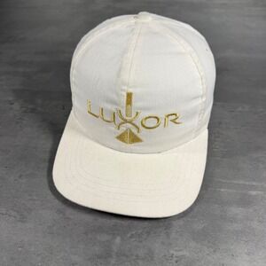 Vintage 90s Luxor Casino Snapback Hat White‎ Gold Pyramid Egypt Degen Gamble Cap